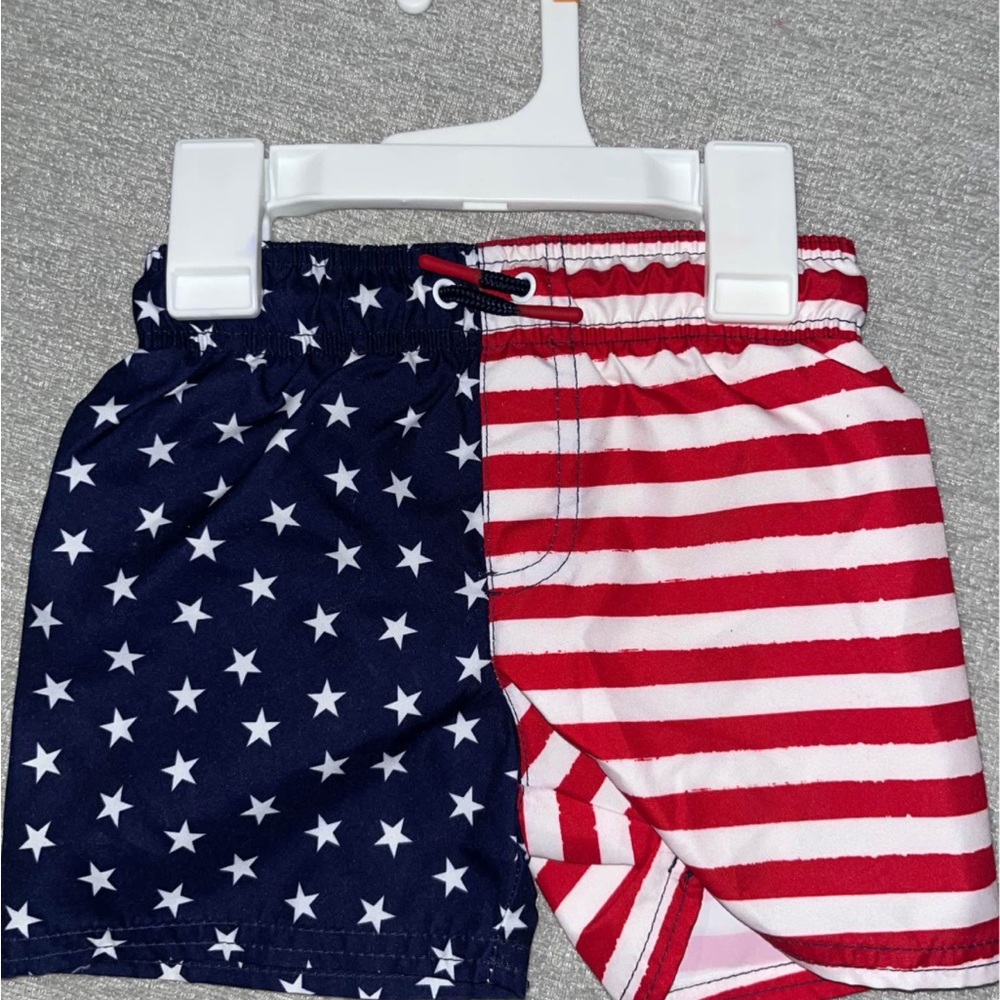 NEW! Baby Boy 12 Month Flag Swim Suit - Red, White, and Blue
